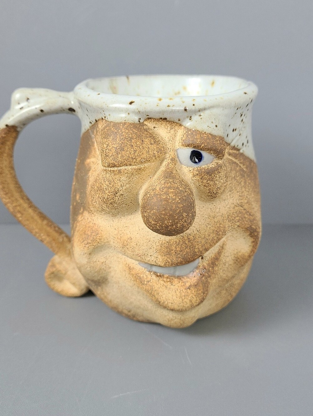 Ugly Winking Face Studio Speckled Vintage Pottery Mug